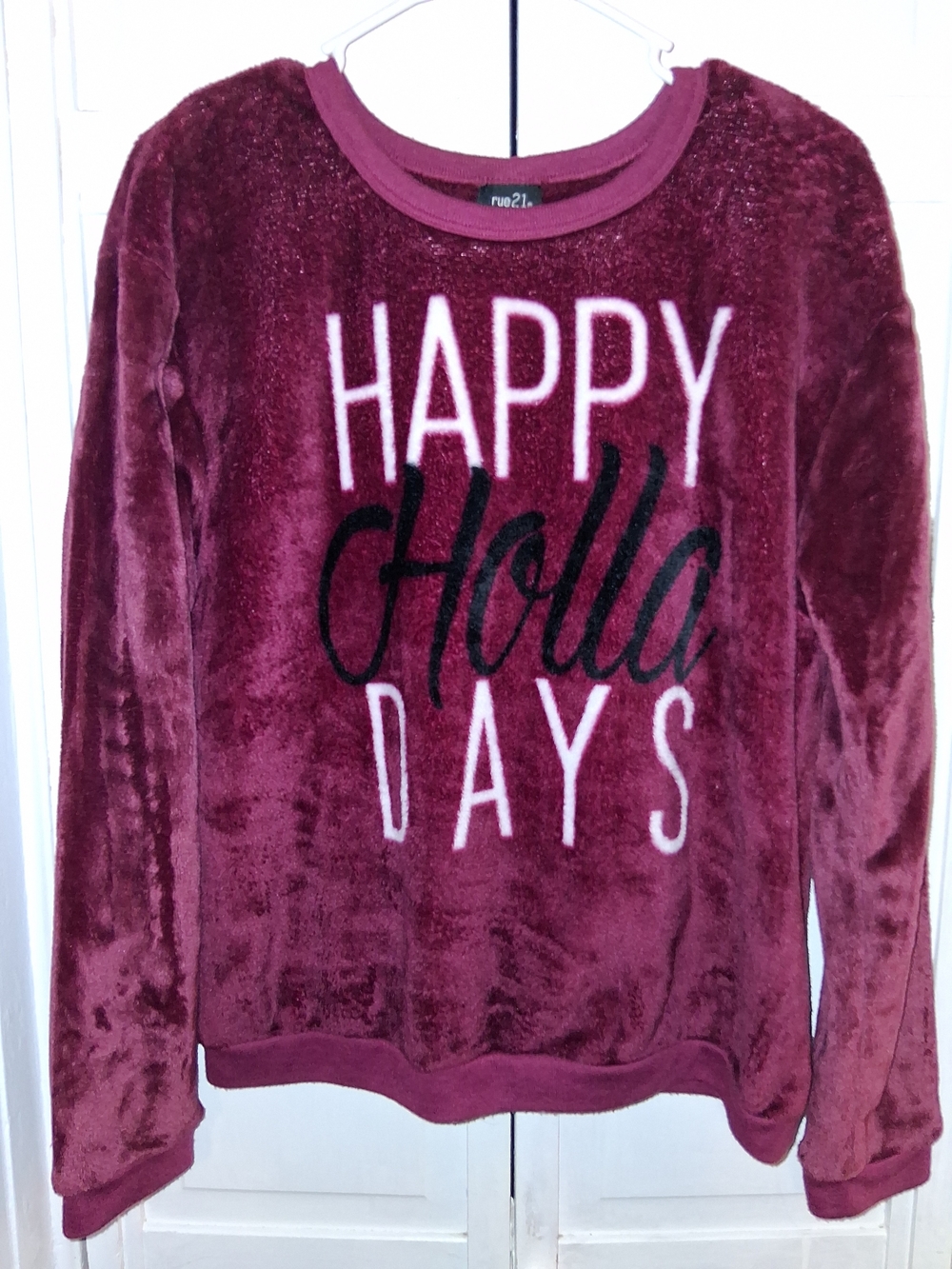 rue21 Burgundy 'Happy Holla Days' Plush Holiday Sweater
